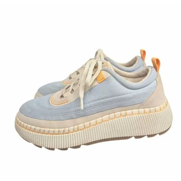 Cougar Sayah fog blue & beige waterproof nylon & suede platform sneakers 7 - Picture 4 of 8